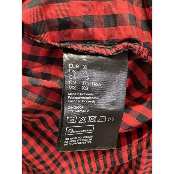 H&M Women’s Red & Black Gingham Check Plaid Big Puff Sleeve Blouse Size XL - Picture 4 of 5
